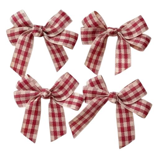 Moño cuadritos rojo/beige