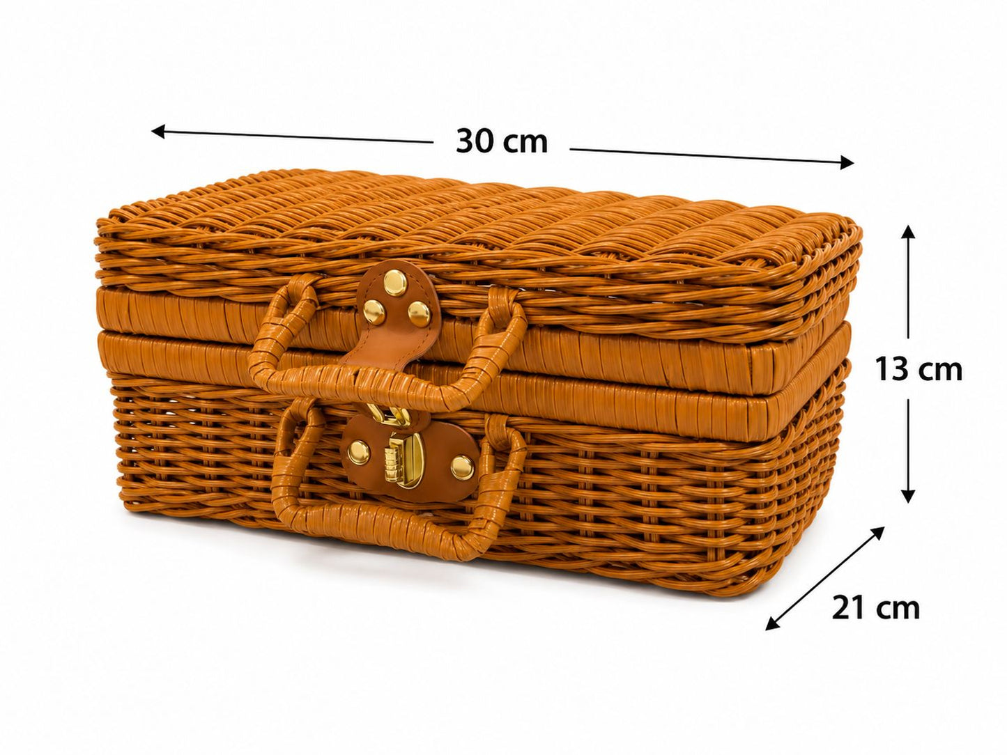 Canasta decorativa estilo mimbre con tapa