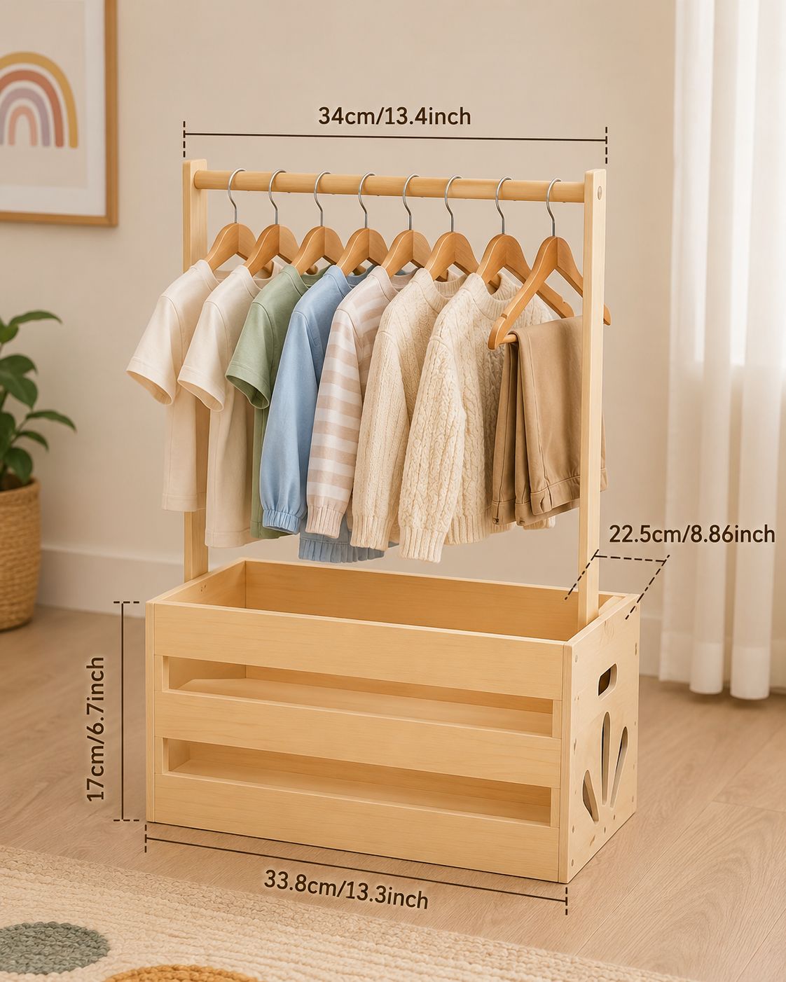 Cesta de almacenamiento de madera