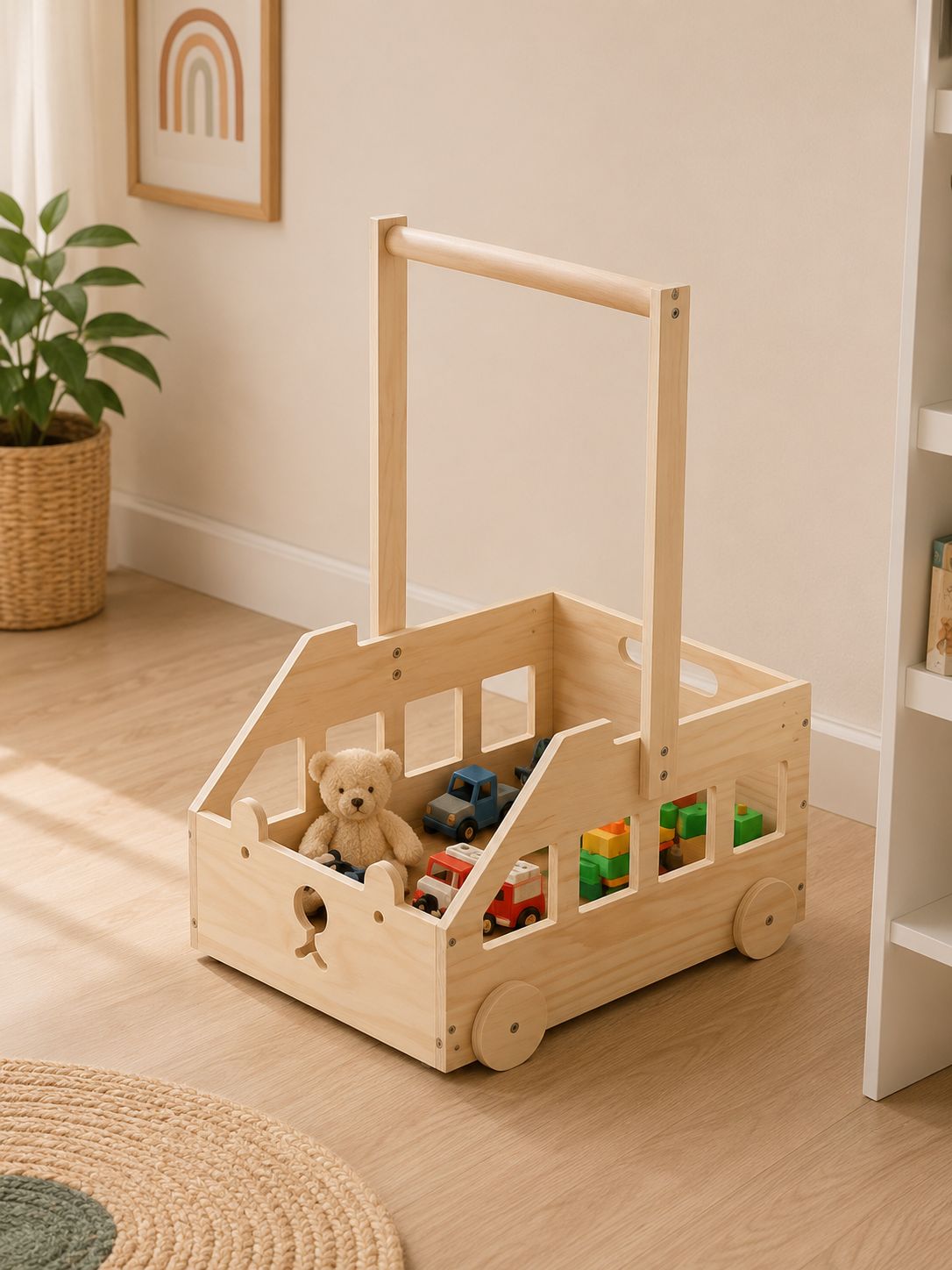 Cesta de almacenamiento de madera